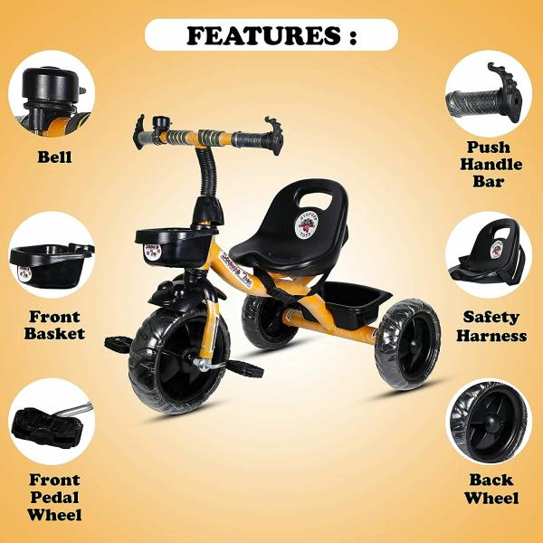 Mezire BST01 Tricycle For Kids With Front & Back Basket, Tricycle For