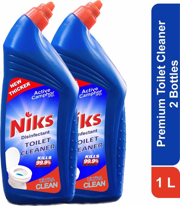 Niks Toilet Cleaner 1 Liter ( Pack of 2) added camphor . Ultra Cleaning