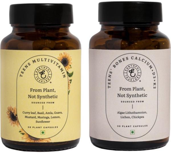EARTHFUL 100 Plant Based Multivitamin Supplements for Immunity, Height