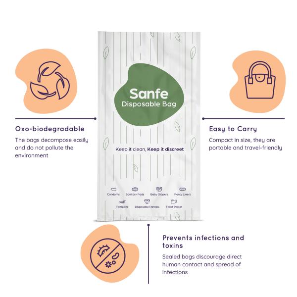 Sanfe Oxobiodegradable Disposal Bag for sanitary pads, tampons
