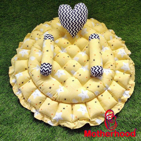 Motherhood Yellow Cotton Baby Tub Bed With 3 Pillows Bedding Set JioMart