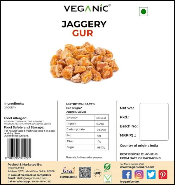Veganic Organic Jaggery Desi Natural Gud Cubes Gur Balls Sugar