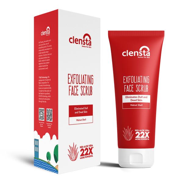 Clensta Exfoliating Face Scrub With Walnut Shell and Red Aloe Vera