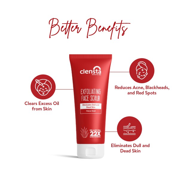 Clensta Exfoliating Face Scrub With Walnut Shell and Red Aloe Vera