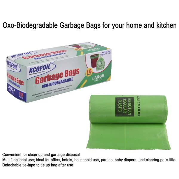 KCOFOIL ECO FRIENDLY OXOBIODEGRADABLE GARBAGE BAG 24"X32" Inc