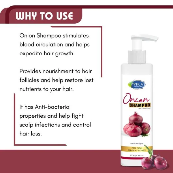 VHCA Onion Shampoo With Onion Extract For Dry Frizzy Normal Hair For