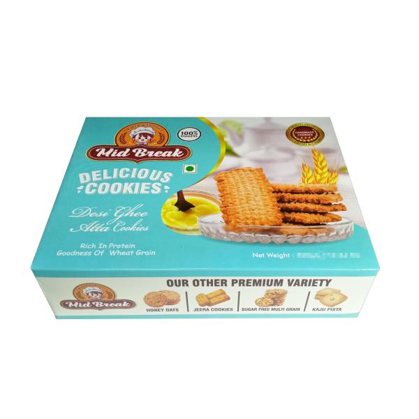 MidBreak Desi Ghee Atta Biscuits Handmade Cookies Atta Biscuits 300 Gram Each Pack of 4