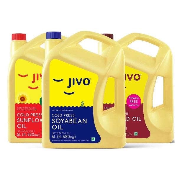Jivo Cold Press Soyabean Oil, Kachi Ghani mustard Oil & Chemical Free