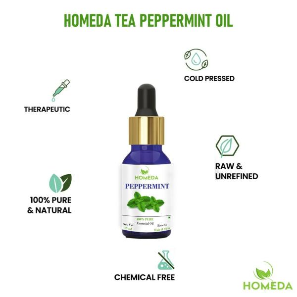 Homeda Peppermint Essential Oil (100 ml) Skin, Hair, Scalp, Diffuser