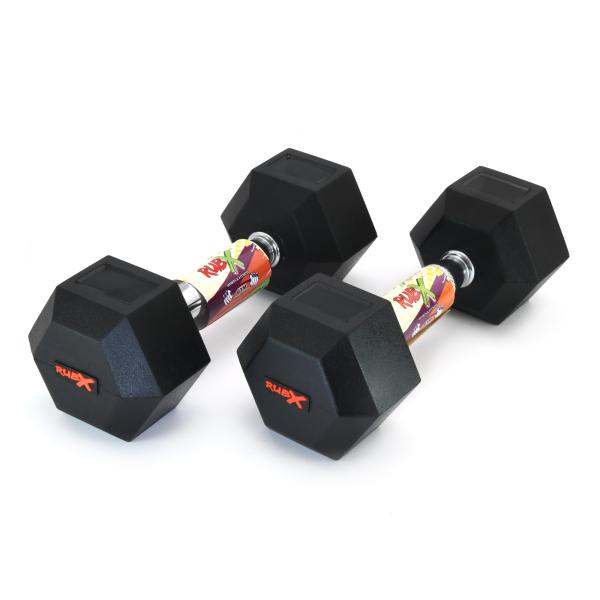 RUBX Rubber Coated Professional Exercise Hex Dumbbells (2.5 Kg x 2 Pcs Total 5 Kg) JioMart