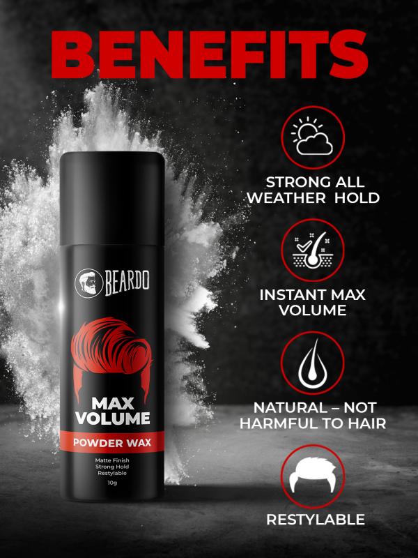Beardo Max Volume Powder Wax 10 gm | Matte Finish | Strong Hold |  Restylable | Hair Styling Wax | Hair Wax Powder For Men - JioMart