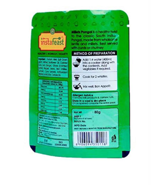 Instafeast Millet Pongal Foxtail Millet Pongal Instant Meal 80G (Pack of 5) JioMart