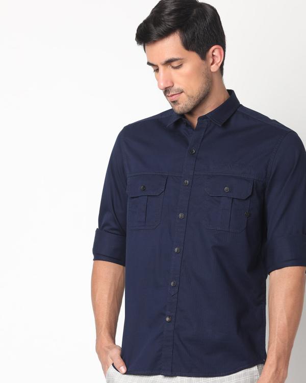 Slim Fit Shirt with Buttoned Flap Pockets JioMart