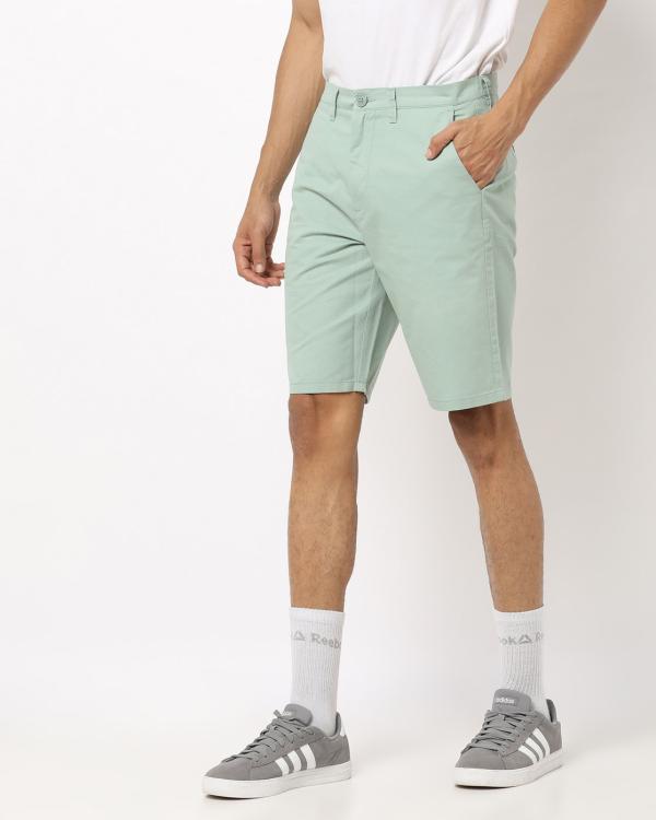 Slim Fit Flat-Front Shorts - JioMart