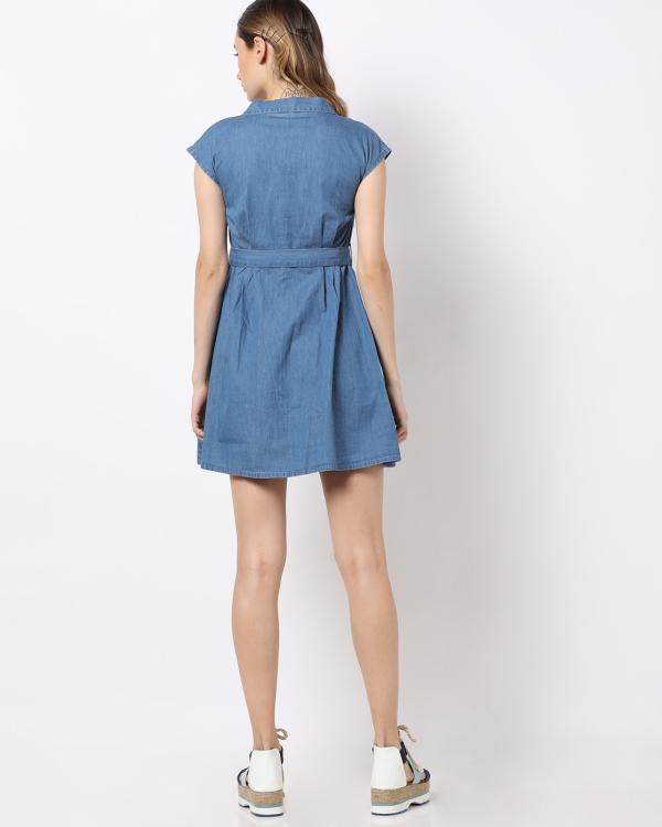 ButtonDown Denim Shirt Dress with Belt JioMart