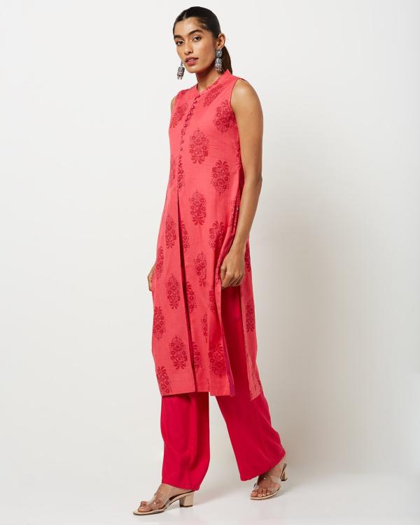 Floral Straight Kurta with Mandarin Collar JioMart