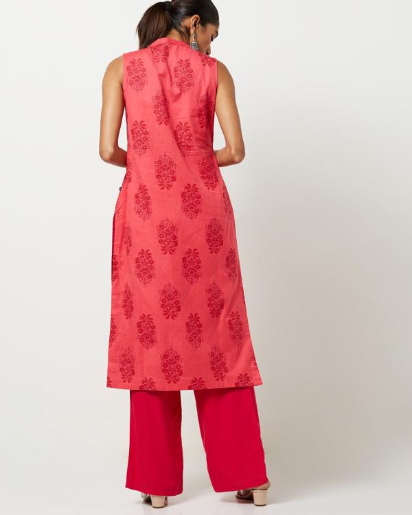 Floral Straight Kurta with Mandarin Collar JioMart