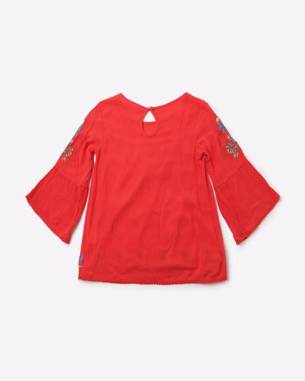 Embroidered Peasant Top with Bell Sleeves JioMart
