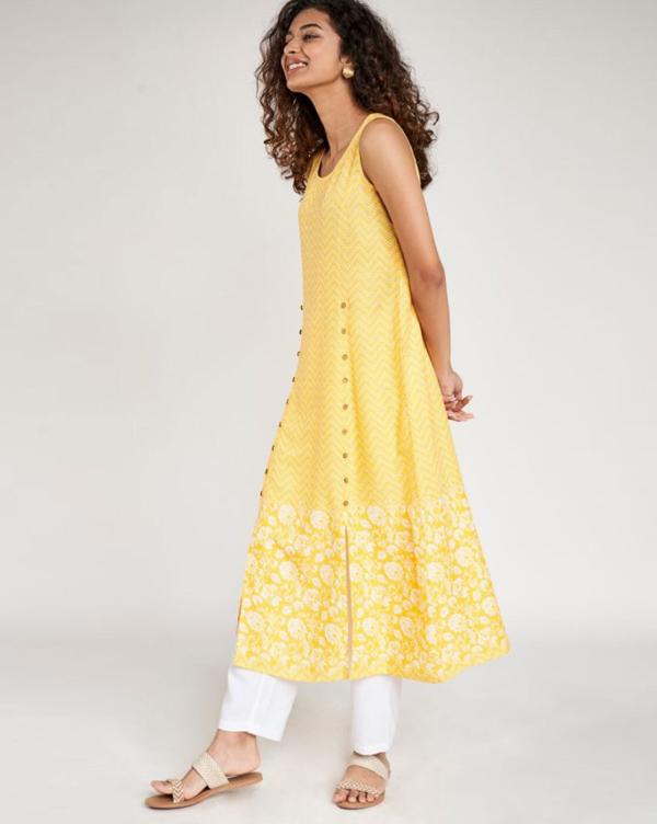 Printed Sleeveless Aline Kurta JioMart