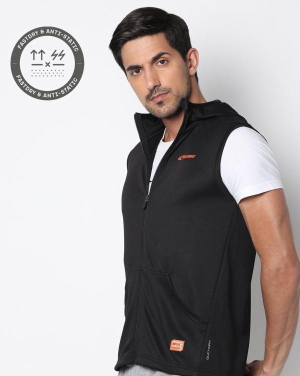 Sleeveless Hoodie with Split Kangaroo Pockets JioMart