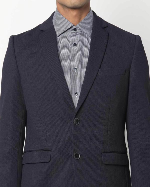 Single-Breasted Knit Blazer with Notched Lapel - JioMart