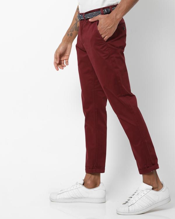 Belted Slim Fit FlatFront Chinos JioMart