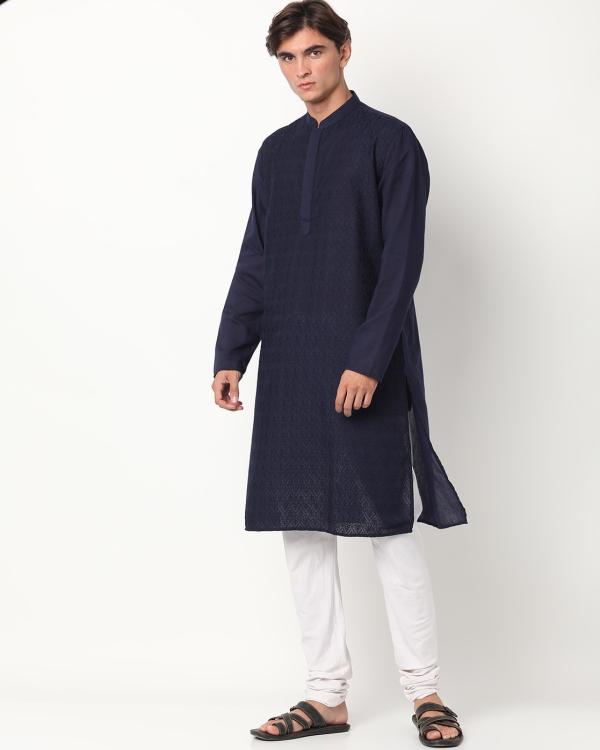 Embroidered Long Kurta with Mandarin Collar JioMart