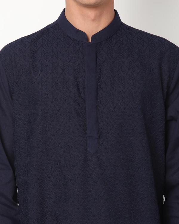Embroidered Long Kurta with Mandarin Collar JioMart
