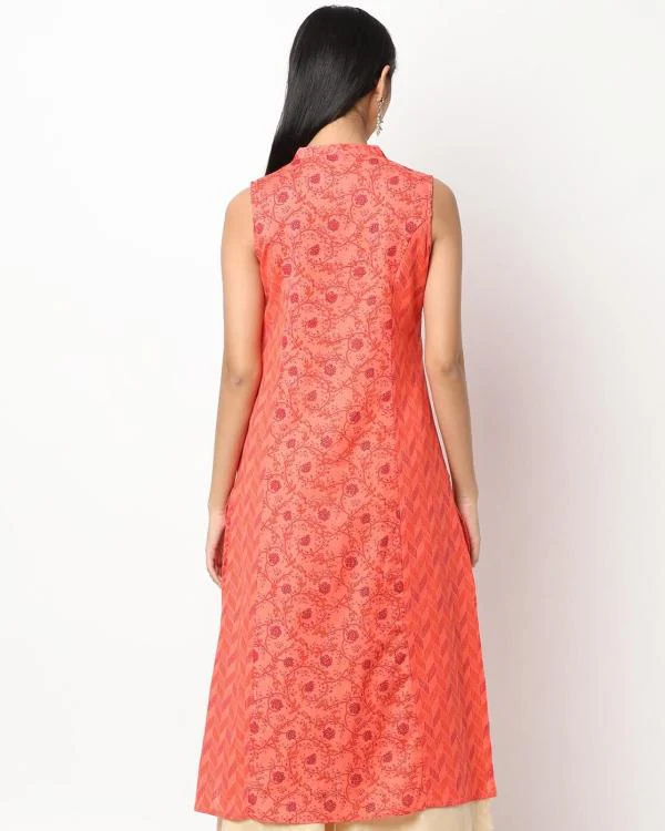 Floral Print Sleeveless Straight Kurta JioMart