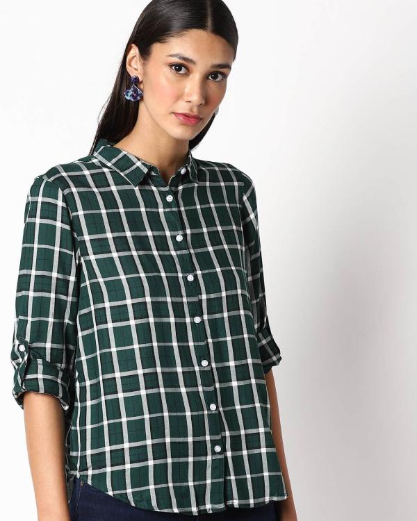 Checked Shirt with Spread Collar JioMart