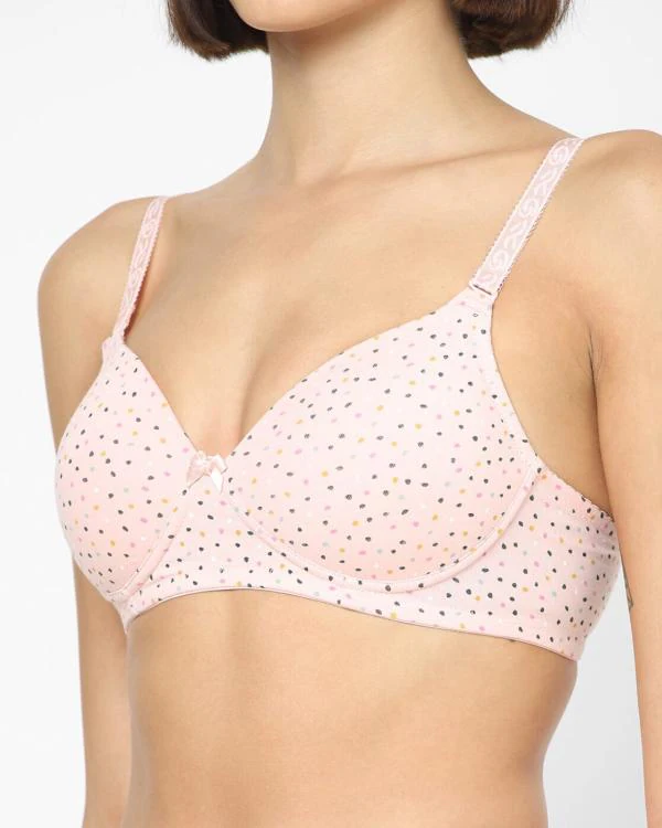 Micro Print Padded Bra with Detachable Straps JioMart