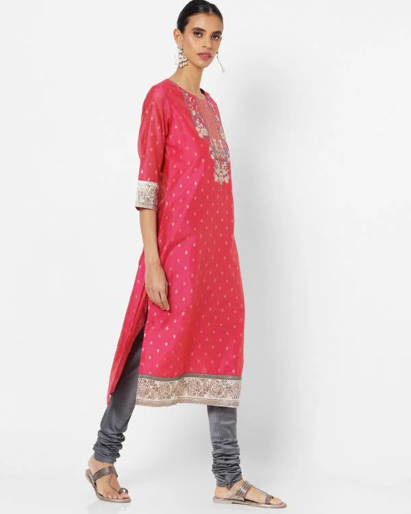 Embroidered Straight Kurta Set with Dupatta JioMart