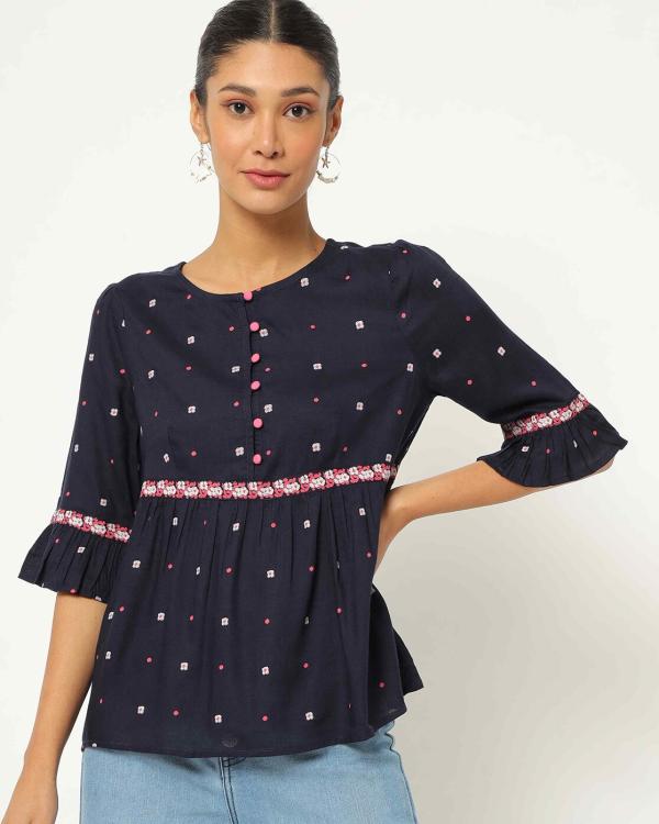 Printed Flared Top with Bell Sleeves JioMart