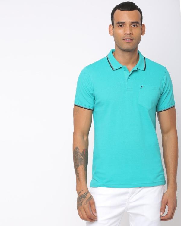 Slim Fit Polo Tshirt with Contrast Tipping JioMart