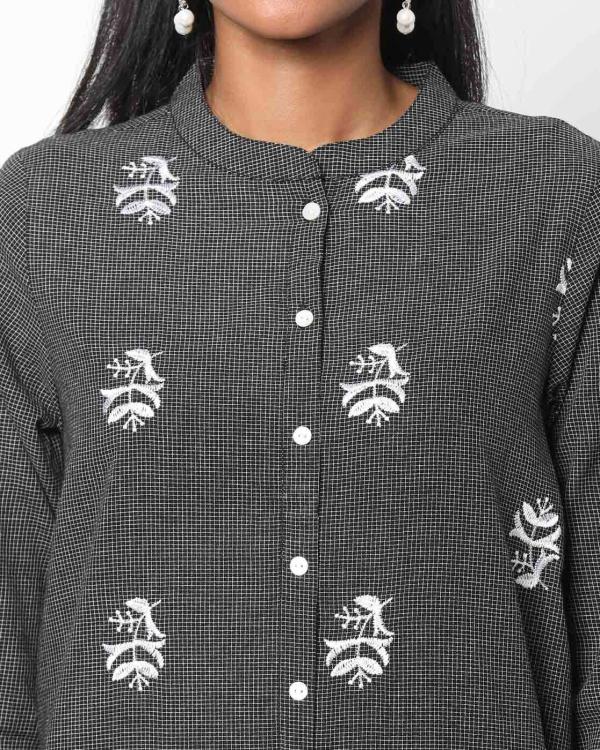 Embroidered Aline Kurta with Mandarin Collar JioMart