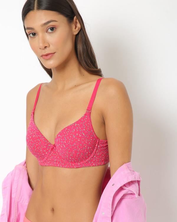 Printed Padded Tshirt Bra with Detachable Straps JioMart