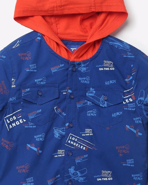 Novelty Print Hooded Shirt with Flap Pockets - JioMart