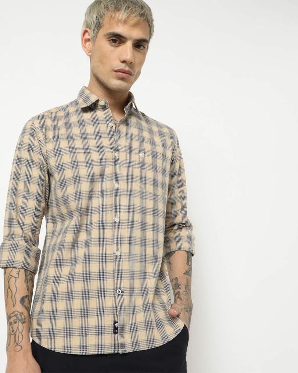 Checked Spread Collar Shirt JioMart