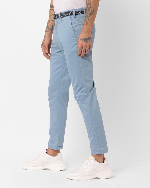 MidRise Slim Fit Cropped Trousers with Detachable Belt JioMart