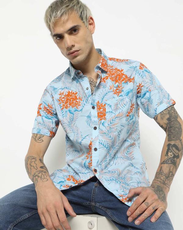 Leaf Print SpreadCollar Shirt JioMart