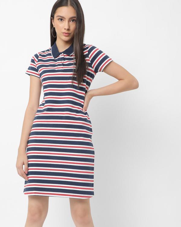 Striped Cotton Polo Dress JioMart