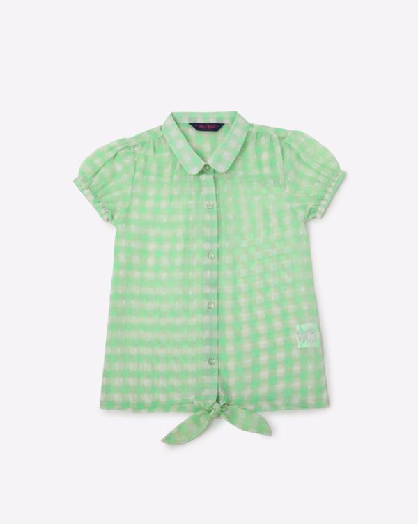 checked shirt with tie up