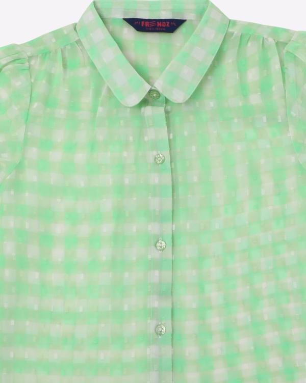 checked shirt with tie up