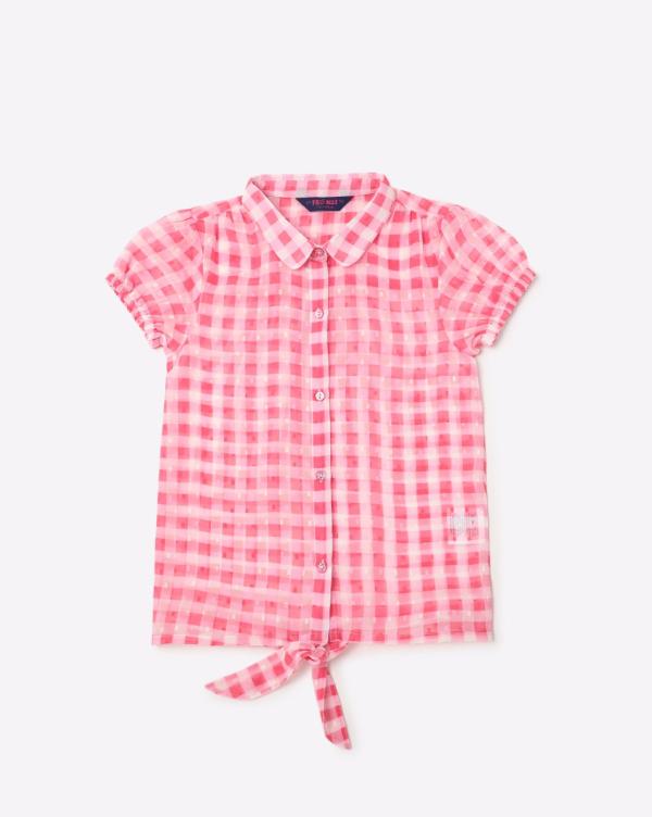 checked shirt with tie up