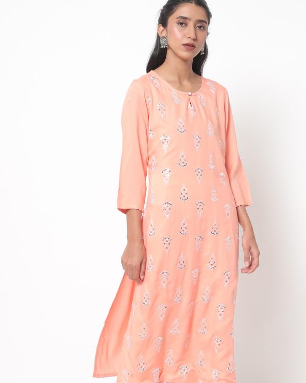 Embroidered Straight Kurta Set JioMart