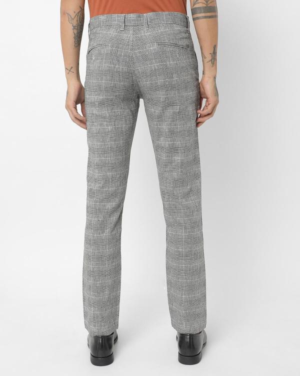 Checked FlatFront Tapered Fit Trousers JioMart