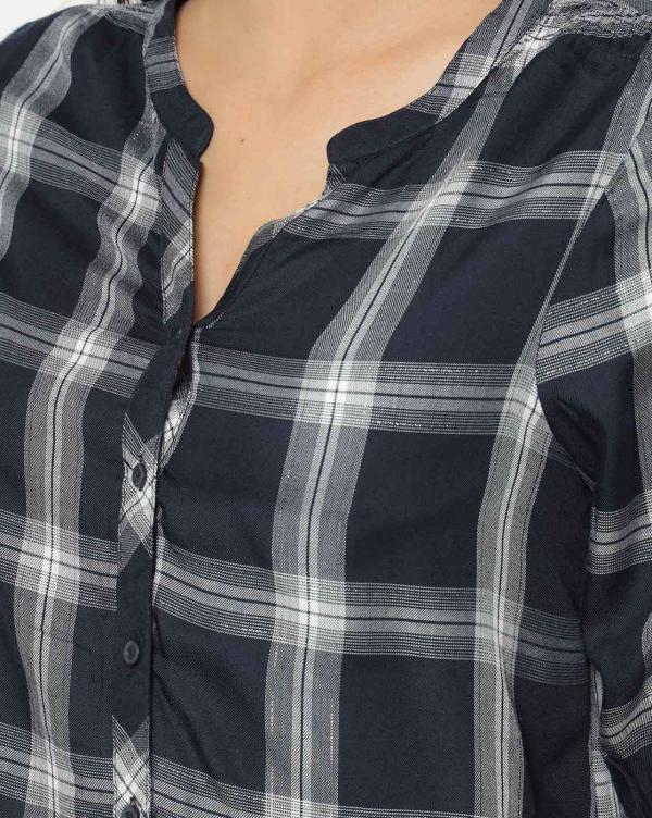 checked shirt with tie up