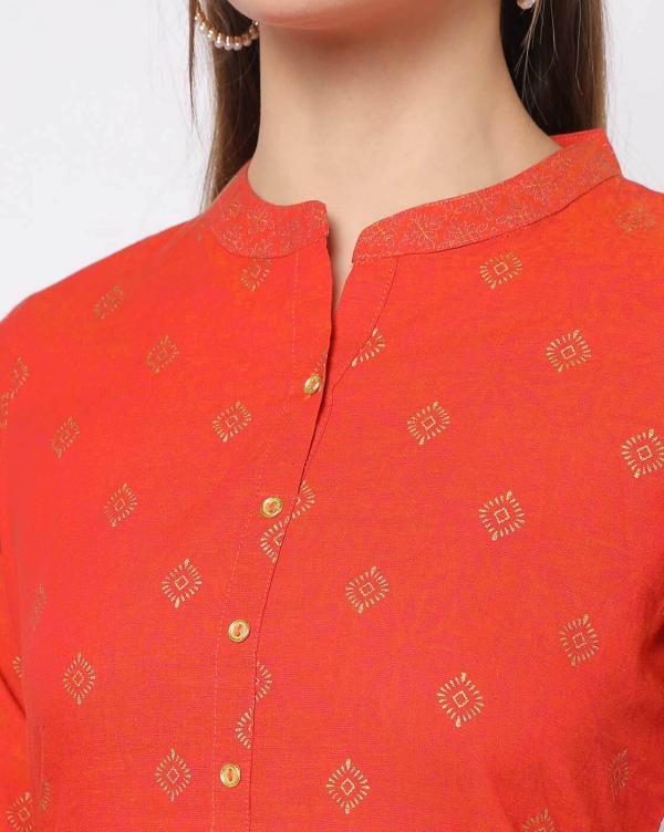 Printed BandCollar Straight Kurta JioMart