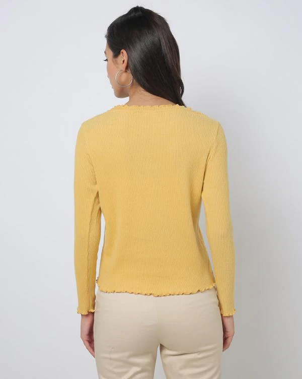 Ribbed Sweatshirt with Curved Hemline JioMart