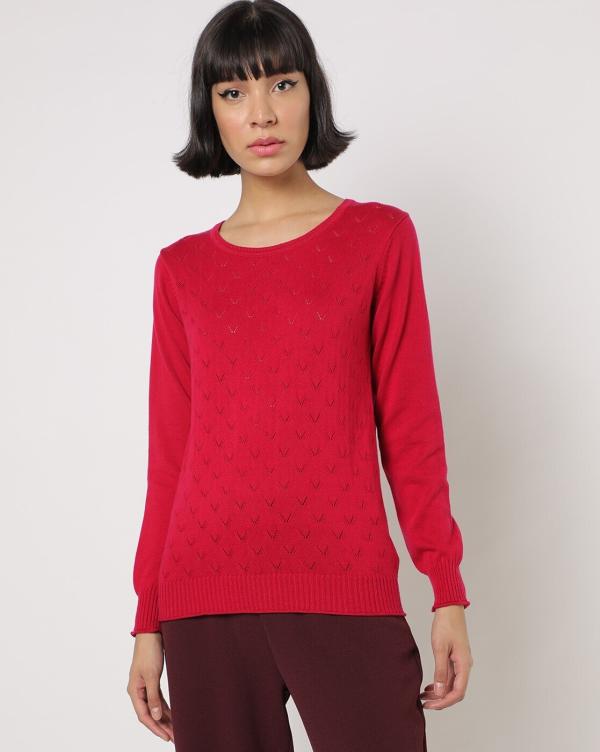 Knit Sweater with Cuffed Sleeves JioMart